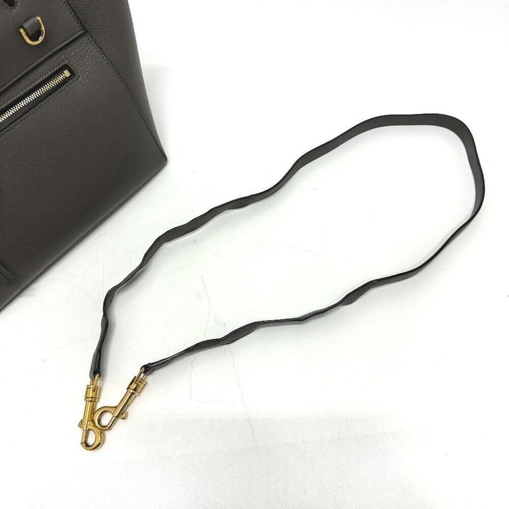 Auth CELINE 189153 logo Belt bag micro 2WAY Shoulder Bag Hand Bag Leather gray - Picture 7 of 16